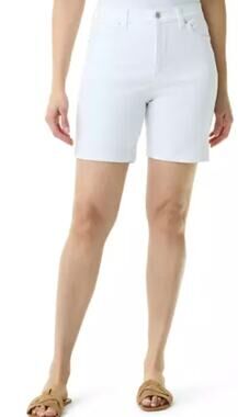 Gloria Vanderbilt Amanda White Studded Pocket Jean Short size 14